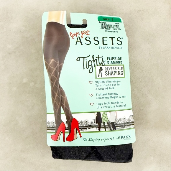 NWT Love Your Assets By Sara Blakely Black Diamond Shaping Tights, Size 3 (L) - Picture 1 of 5
